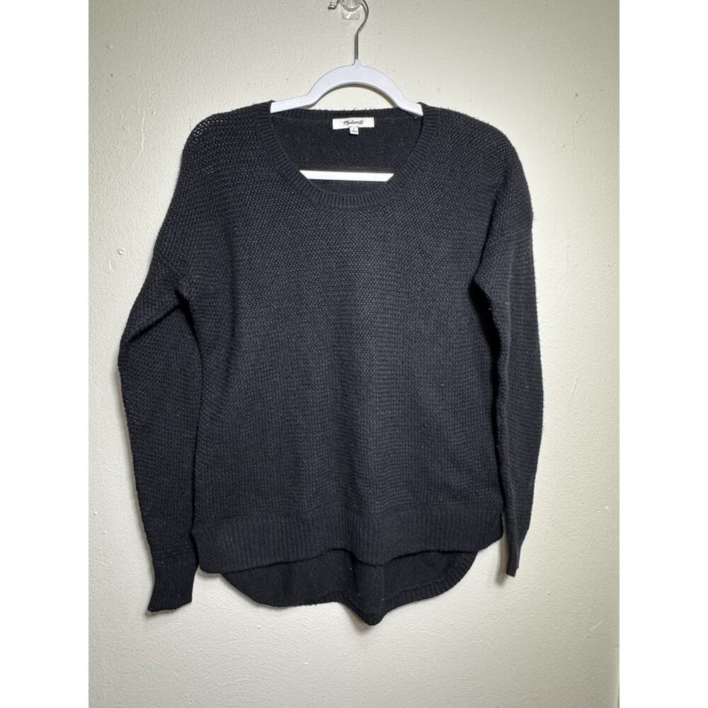 Madewell Womens S Chronicle Texture Black Crew Neck Knit Pullover Sweater